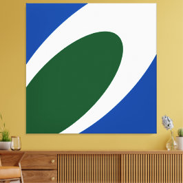 Moderne gedurfde diepblauwe witte bos groene rondi canvas afdruk