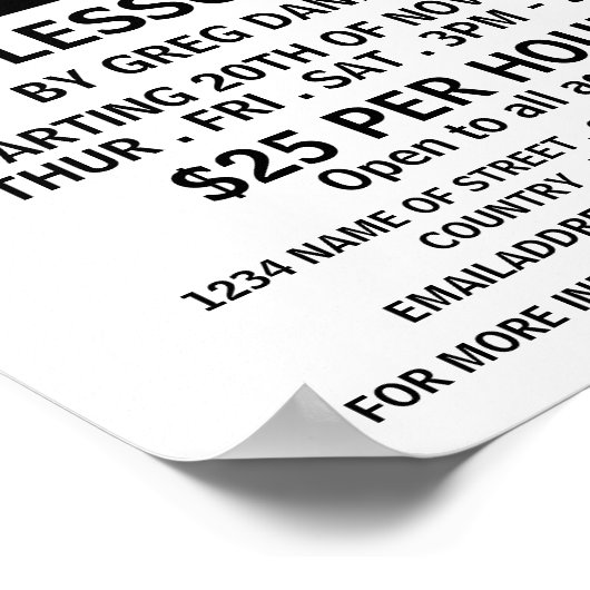 Moderne gedurfde, drumlessen Adverteren Poster (Hoek)