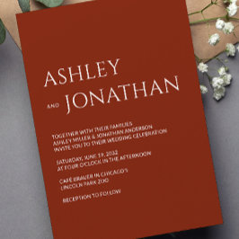 Moderne gedurfde en minimalistische bruiloft kaart