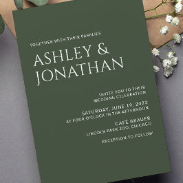 Moderne gedurfde en minimalistische bruiloft kaart