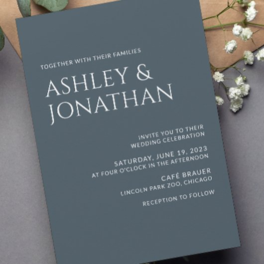 Moderne gedurfde en minimalistische bruiloft kaart