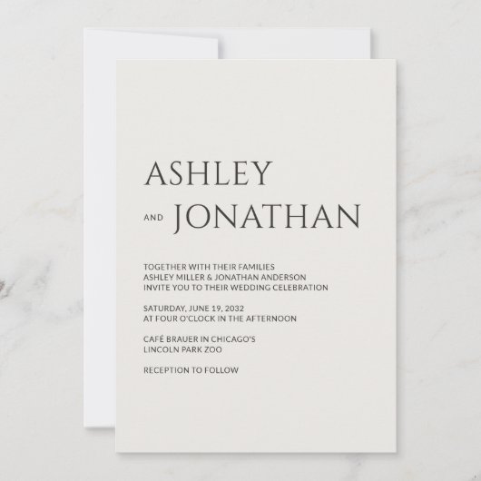 Moderne gedurfde en minimalistische bruiloft kaart (Voorkant)