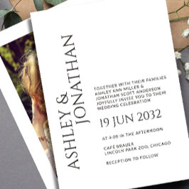 Moderne gedurfde en minimalistische foto bruiloft kaart