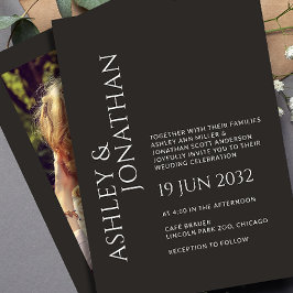 Moderne gedurfde en minimalistische foto bruiloft kaart