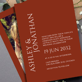 Moderne gedurfde en minimalistische foto bruiloft kaart