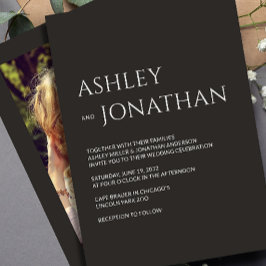 Moderne gedurfde en minimalistische foto bruiloft kaart