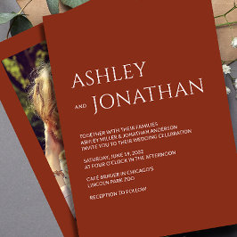 Moderne gedurfde en minimalistische foto bruiloft kaart