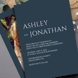 Moderne gedurfde en minimalistische foto bruiloft kaart