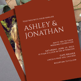 Moderne gedurfde en minimalistische foto bruiloft kaart