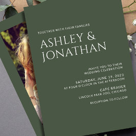 Moderne gedurfde en minimalistische foto bruiloft kaart