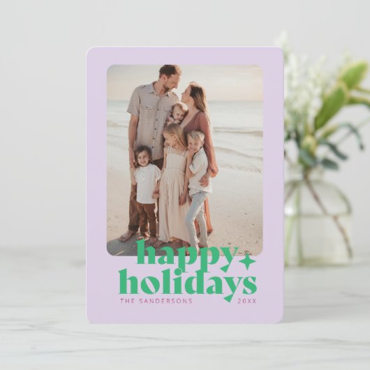 Moderne gedurfde foto lavendel Paarse afbeelding Feestdagenkaart (Staand voorkant)