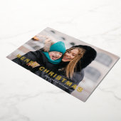 Moderne gedurfde GOLD MERRY KERSTFOTO Folie Feestdagenkaart (Gedraaid)