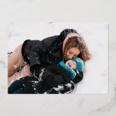 Moderne gedurfde GOLD MERRY KERSTFOTO Folie Feestdagenkaart (Achterkant)