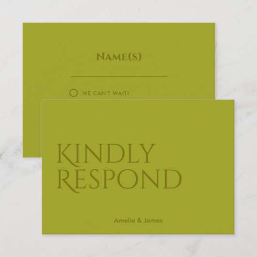 Moderne gedurfde golvende rand bruiloft RSVP kaartje (Voorkant / Achterkant)
