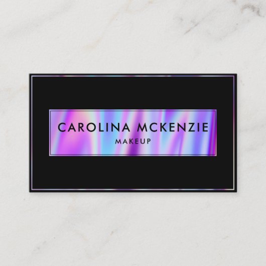 Moderne gedurfde holografische make-upartiest Rain Visitekaartje (Voorkant)