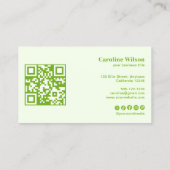 Moderne gedurfde kalk groen QR Code Professional Visitekaartje (Achterkant)