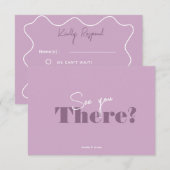 Moderne gedurfde lavendel & lila minimalistische b RSVP kaartje (Voorkant / Achterkant)
