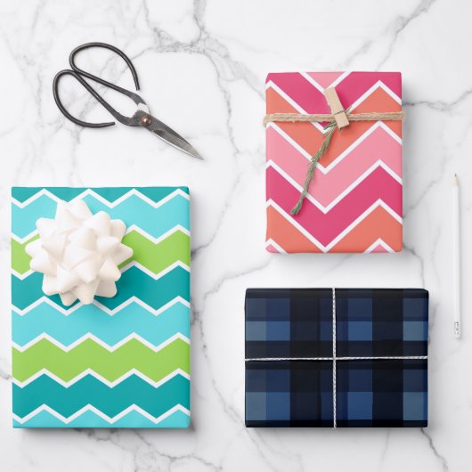 Moderne gedurfde levendige Zigzag Chevron Classic  Inpakpapier Vel (Voorkant)