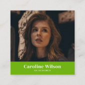 Moderne gedurfde limoengroen professionele QR-code Vierkante Visitekaartje (Voorkant)