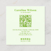 Moderne gedurfde limoengroen professionele QR-code Vierkante Visitekaartje (Achterkant)