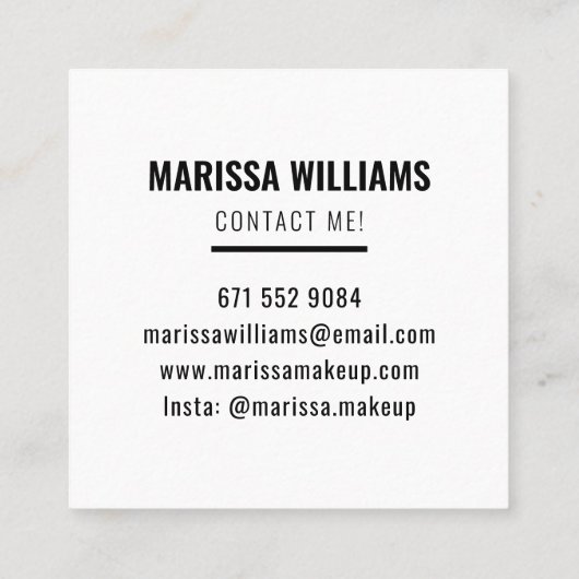 Moderne gedurfde make-up artiest abstract mode pat vierkante visitekaartje (Achterkant)