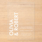 Moderne gedurfde minimalistische bruiloft acryl uitnodigingen (Voorkant)