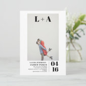 Moderne, gedurfde, minimalistische initialen fotob kaart (Staand voorkant)