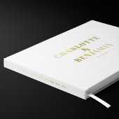 Moderne gedurfde minimalistische witte gouden brui gastenboek