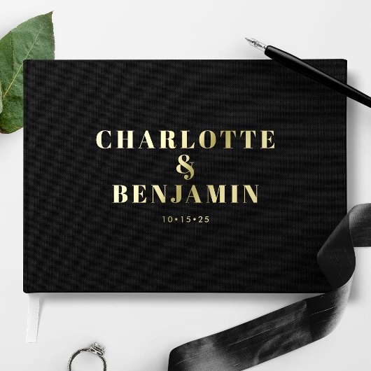 Moderne gedurfde minimalistische zwart gouden brui gastenboek