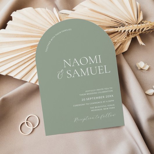 Moderne gedurfde namen Arch Sage Wedding Kaart