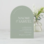 Moderne gedurfde namen Arch Sage Wedding Kaart (Staand voorkant)