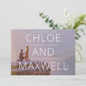 Moderne gedurfde namen & foto bruiloft uitnodigen save the date (Staand voorkant)