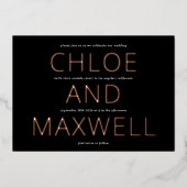 Moderne gedurfde namen Minimalistische bruiloft ui Folie Uitnodiging (Voorkant)