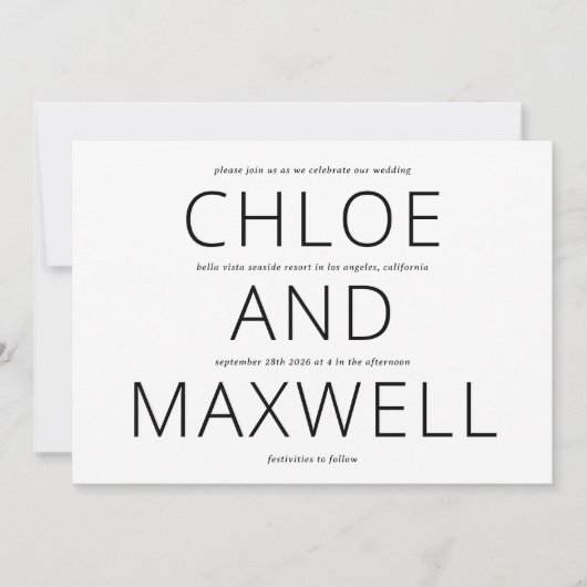 Moderne gedurfde namen Minimalistische bruiloft ui Save The Date (Voorkant)