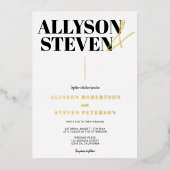 Moderne gedurfde namen script foto bruiloft folie uitnodiging (Voorkant)