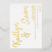 Moderne gedurfde namen script minimalistisch bruil folie uitnodiging (Voorkant)