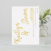 Moderne gedurfde namen script minimalistisch bruil folie uitnodiging (Staand Voorkant)