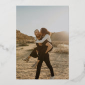 Moderne gedurfde namen zwarte witte foto bruiloft folie uitnodiging (Achterkant)