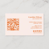 Moderne gedurfde Oranje QR-code Social Media Visitekaartje (Achterkant)