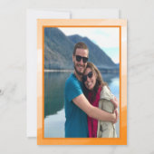 Moderne gedurfde Oranje Waterverf trouwfoto Invita Kaart (Achterkant)