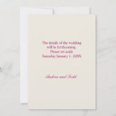 Moderne gedurfde penseelstreken florale waterverf save the date (Achterkant)