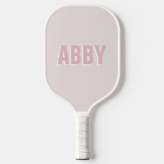 Moderne gedurfde pickleball roze en witte naam paddle (Voorkant)