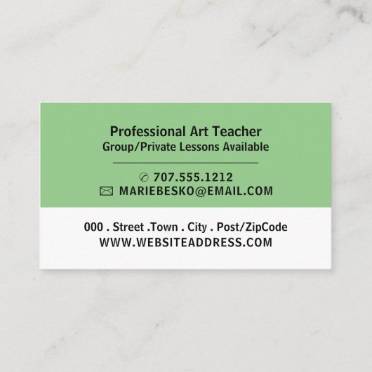 Moderne gedurfde, professionele kunstleraar visitekaartje (Achterkant)