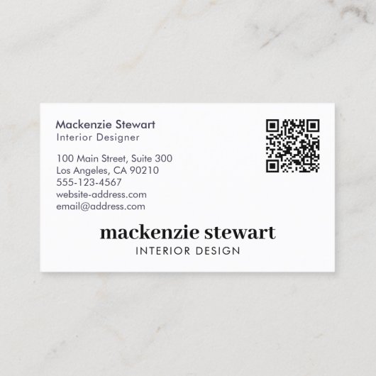 Moderne gedurfde professionele QR-code Visitekaartje (Achterkant)