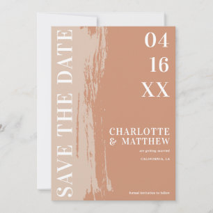 Moderne gedurfde redder de datum van de terracotta save the date