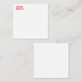 Moderne gedurfde rode naam Minimalist Professional Notitiekaartje (Voorkant / Achterkant)