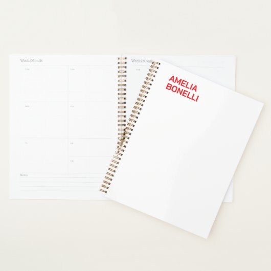Moderne gedurfde rode naam Minimalist Professional Planner (Display)