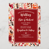 Moderne gedurfde rode oprechte bloemen kaart (Voorkant / Achterkant)