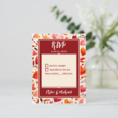 Moderne gedurfde rode oprechte bloemen RSVP kaartje (Staand voorkant)