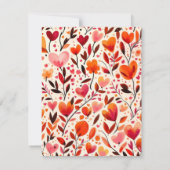 Moderne gedurfde rode oprechte bloemen RSVP kaartje (Achterkant)